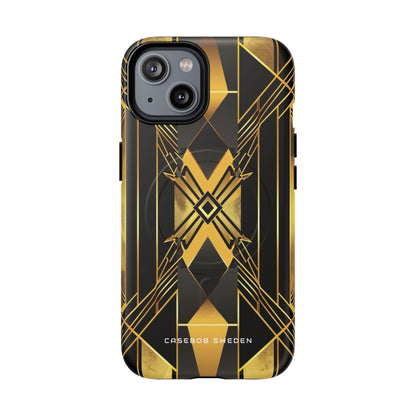 Golden Geometric Elegance iPhone 14 | Tough+ Phone Case