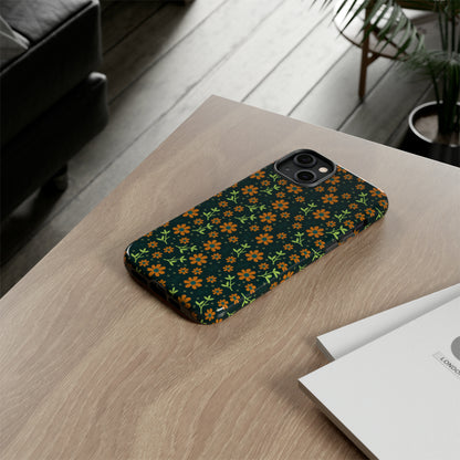 Green Flower Pattern - Protective Phone Case