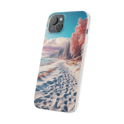 Snowy Footprints iPhone 15 Plus Case - Soft
