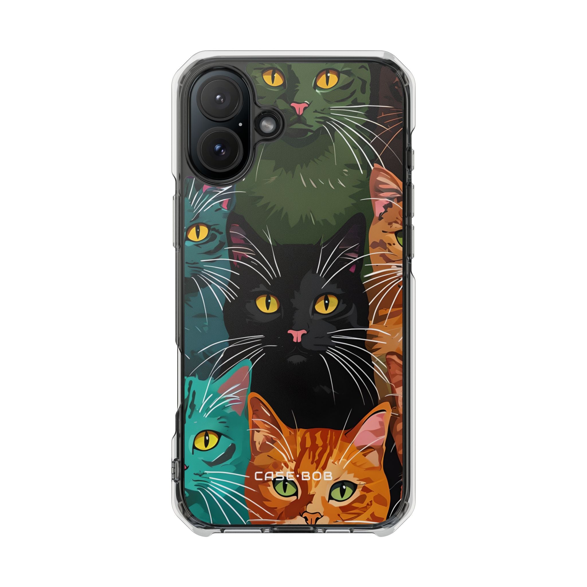 Teal Cat Grid iPhone 16 Plus Case - Impact