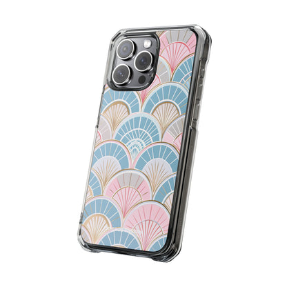 Art Deco Pastel Fan Pattern - Clear Impact iPhone 15 Phone Case