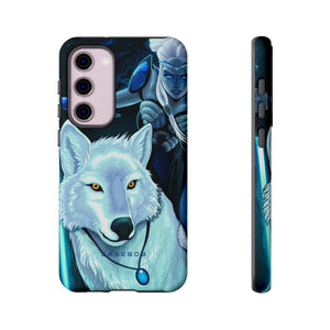 Elf with white wolf - Protective Phone Case