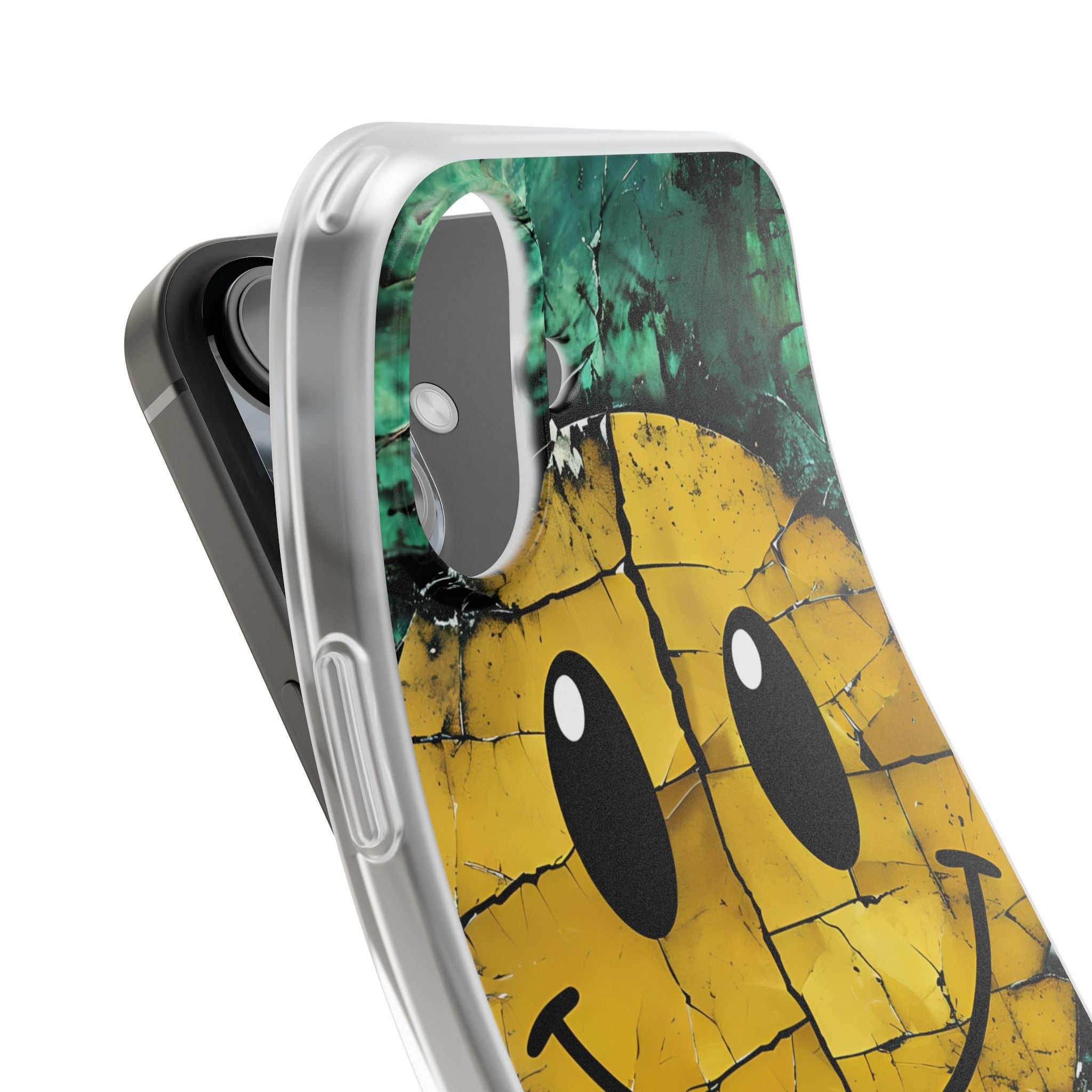 Cracked Smiley iPhone 16 Plus Case - Soft