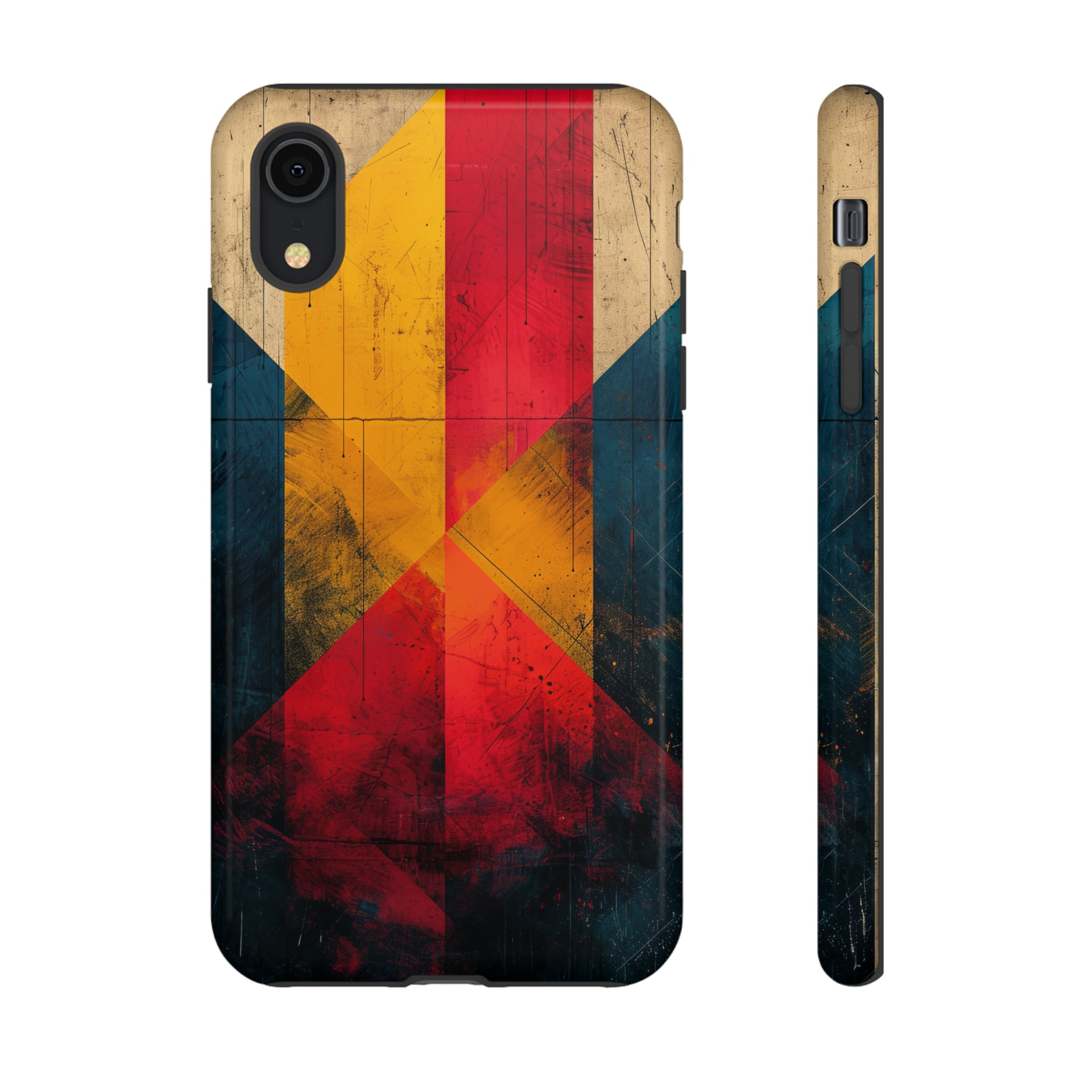 Center Point Bright Red Geometry - Protective Phone Case