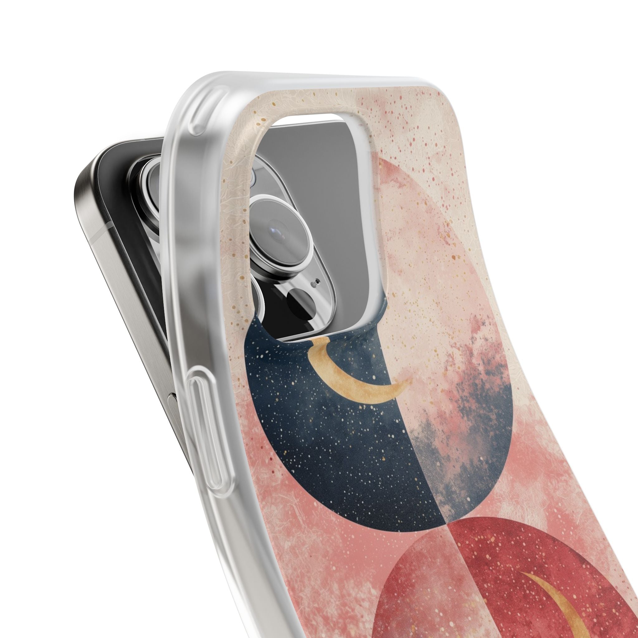 Golden Crescent Circles iPhone 16 Pro Max Case - Soft