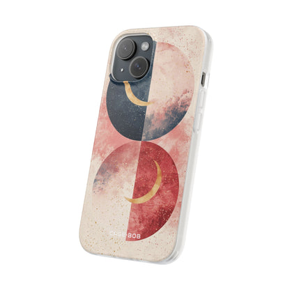 Golden Crescent Circles iPhone 15 Case - Soft