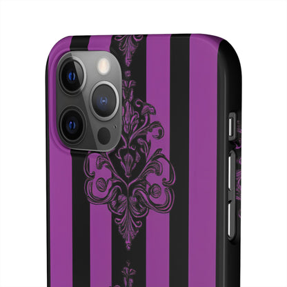 Gothic Elegance with Vertical Stripes and Ornamental Motifs iPhone 12 - Slim Phone Case