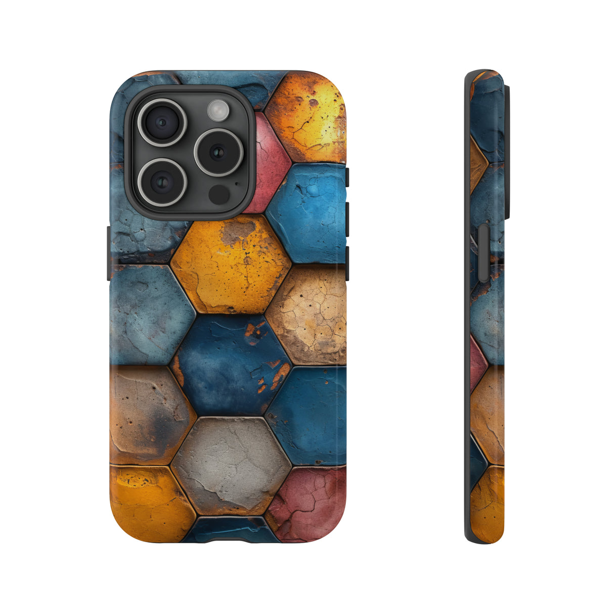 Pastel Honeycomb Bliss: Yellow & Blue - Protective Phone Case