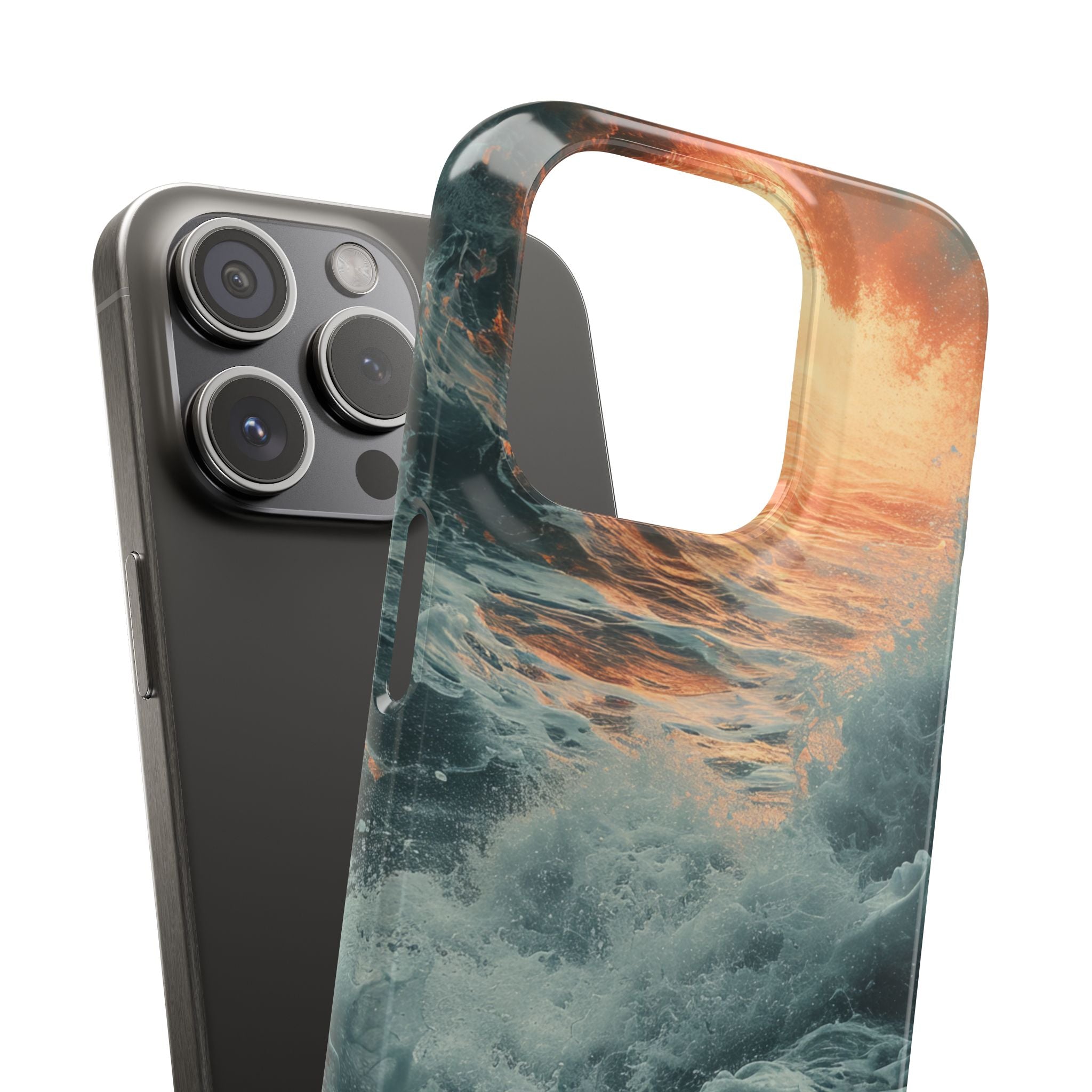 Fiery Wave Power - Slim iPhone 15 Phone Case