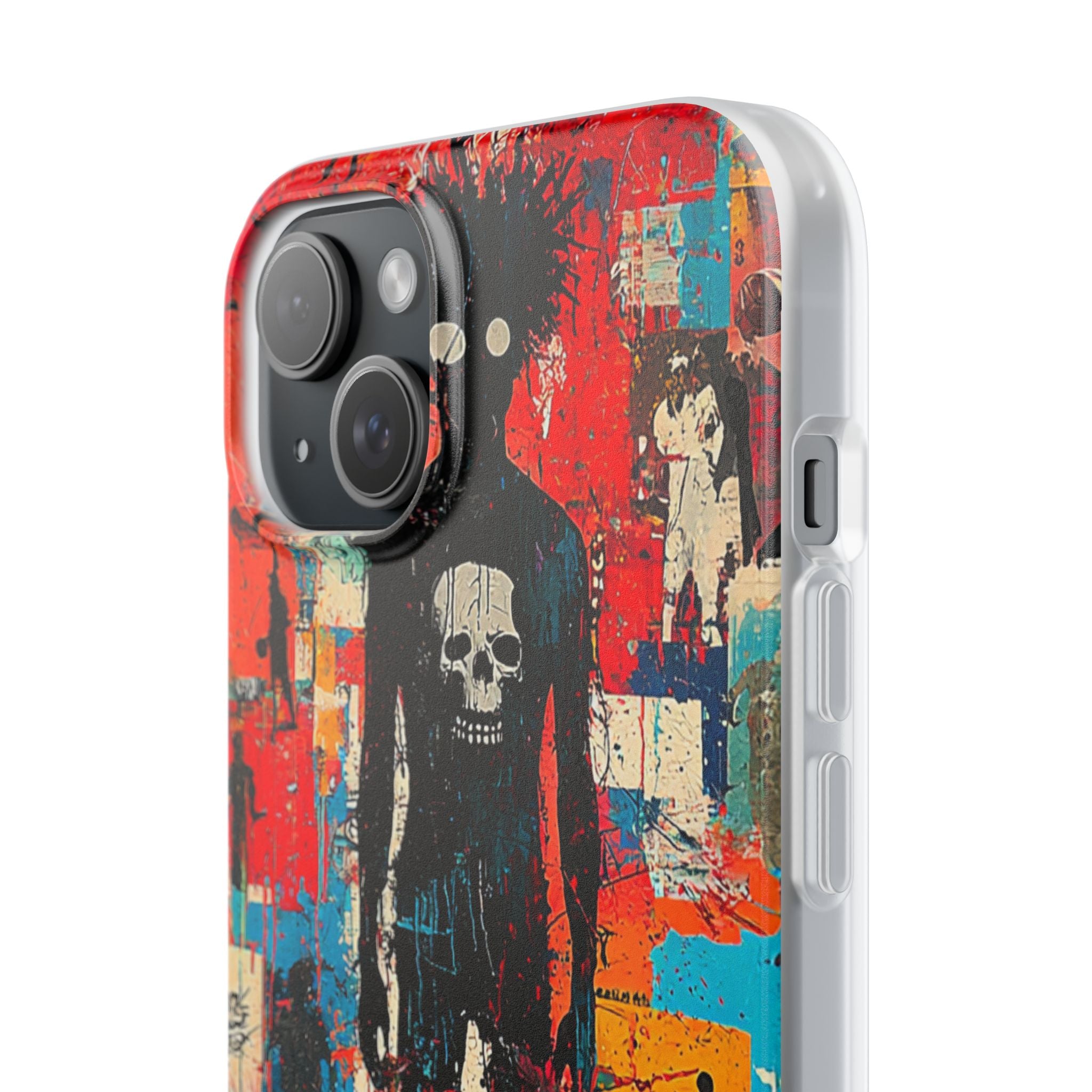 Spiky Skull Silhouette iPhone 15 Plus Case - Soft