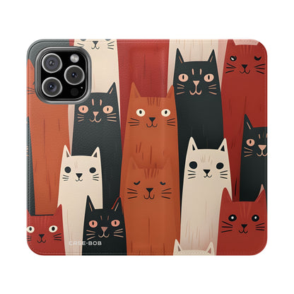 Cat Columns Orange - iPhone 16 Max Case - Wallet
