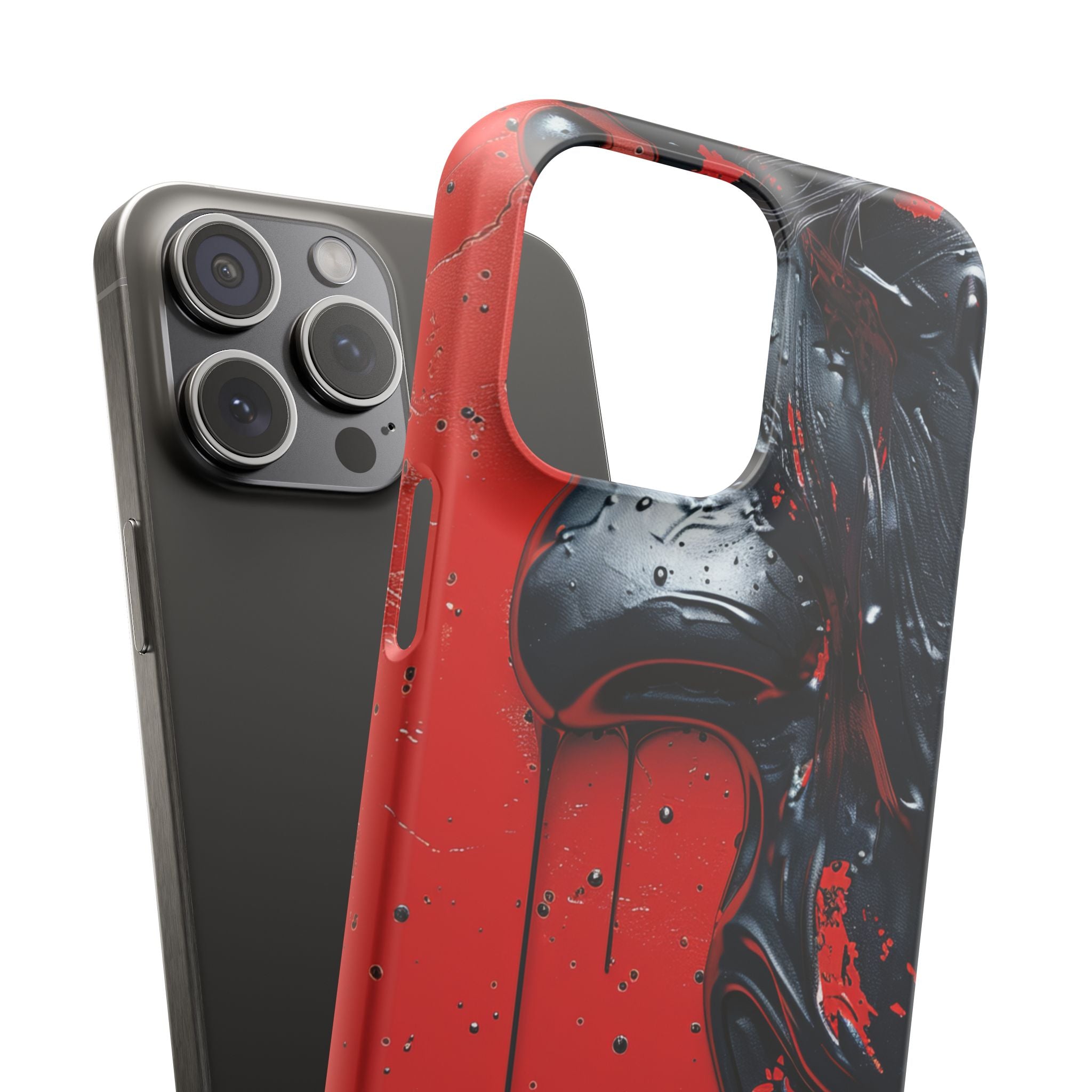 Textured Crimson Bloom iPhone 15 - Slim Phone Case