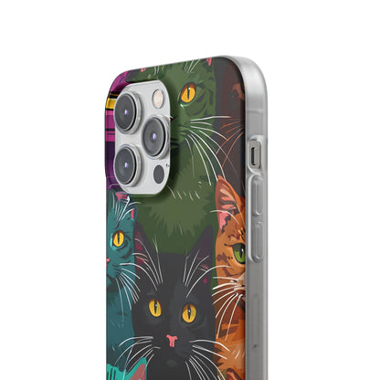 Teal Cat Grid iPhone 14 Pro Max Case - Soft