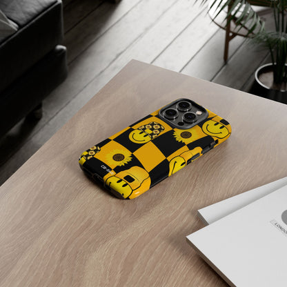 Joyful Checkered Smiles - iPhone Case
