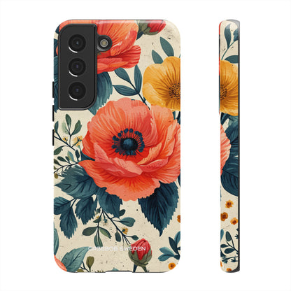 Vibrant Botanical Poppies - Tough Samsung S22 Phone Case