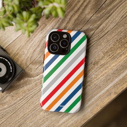 Vibrant Geometric Stripes - iPhone Case