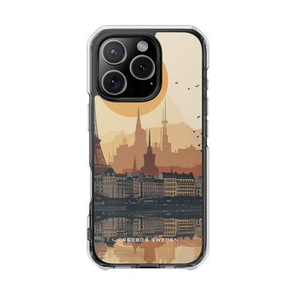 Eiffel Tower Silhouette with Birds and Sun Reflection iPhone 16 - Clear Impact Phone Case