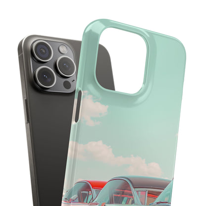 Vintage Turquoise Cars - Slim iPhone 15 Phone Case