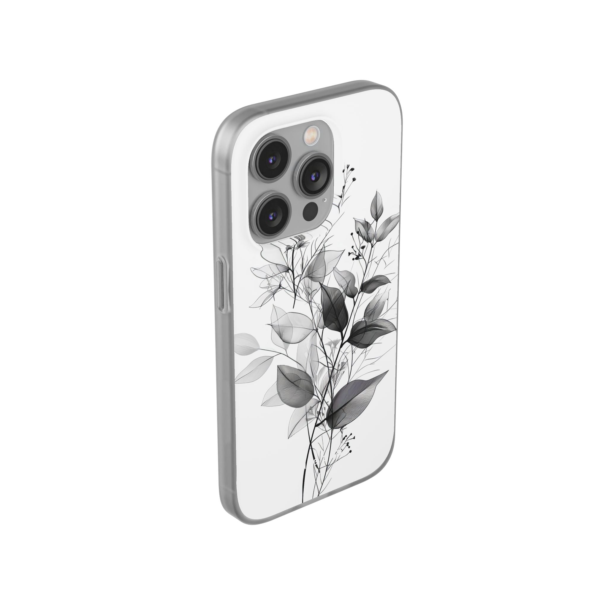 Veined Leaves Gray iPhone 14 Pro Case - Soft