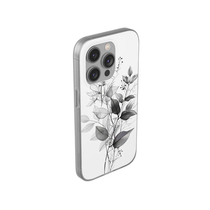 Veined Leaves Gray iPhone 14 Pro Case - Soft