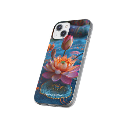 Vibrant Lotus Embroidery - Flexi iPhone 14 Phone Case