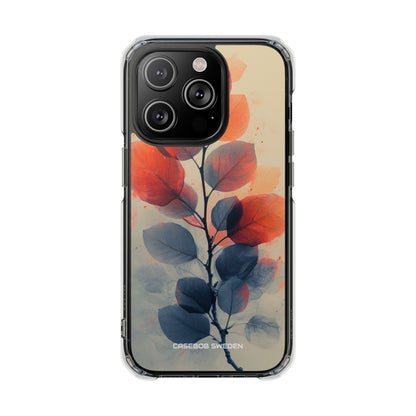 Orange Gray Leaves - Clear Impact iPhone 14 Phone Case