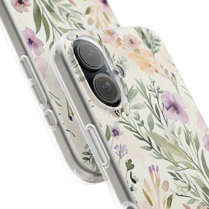 Soft Green Lavender Floral Pattern - Flexi iPhone 16 Phone Case