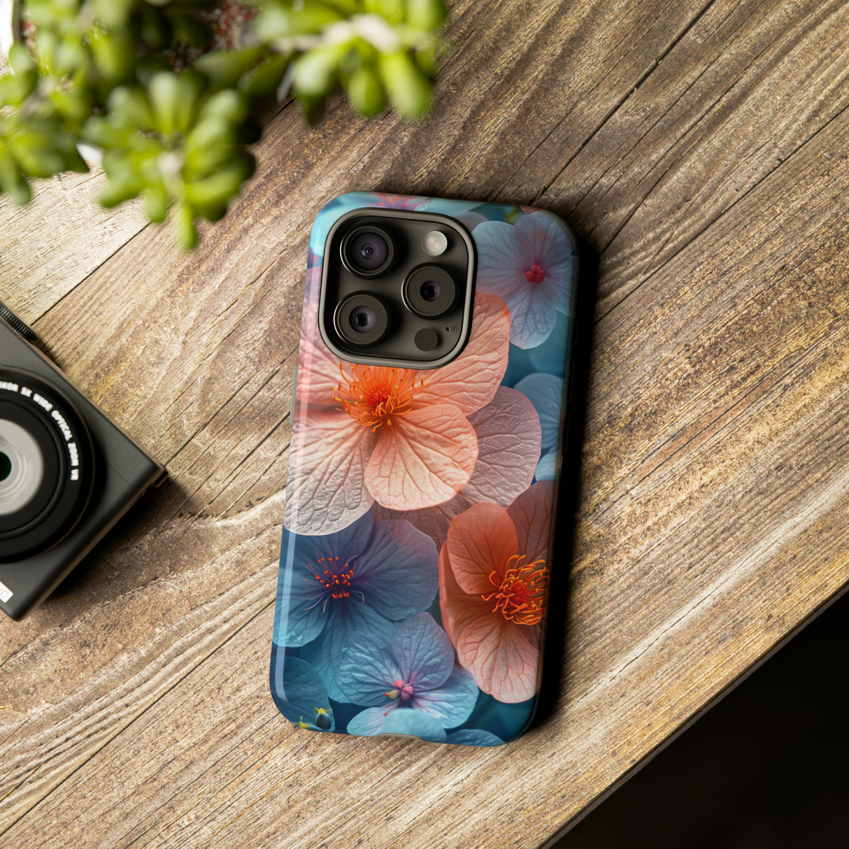 Bright Blue Floral Serenity - Protective Phone Case