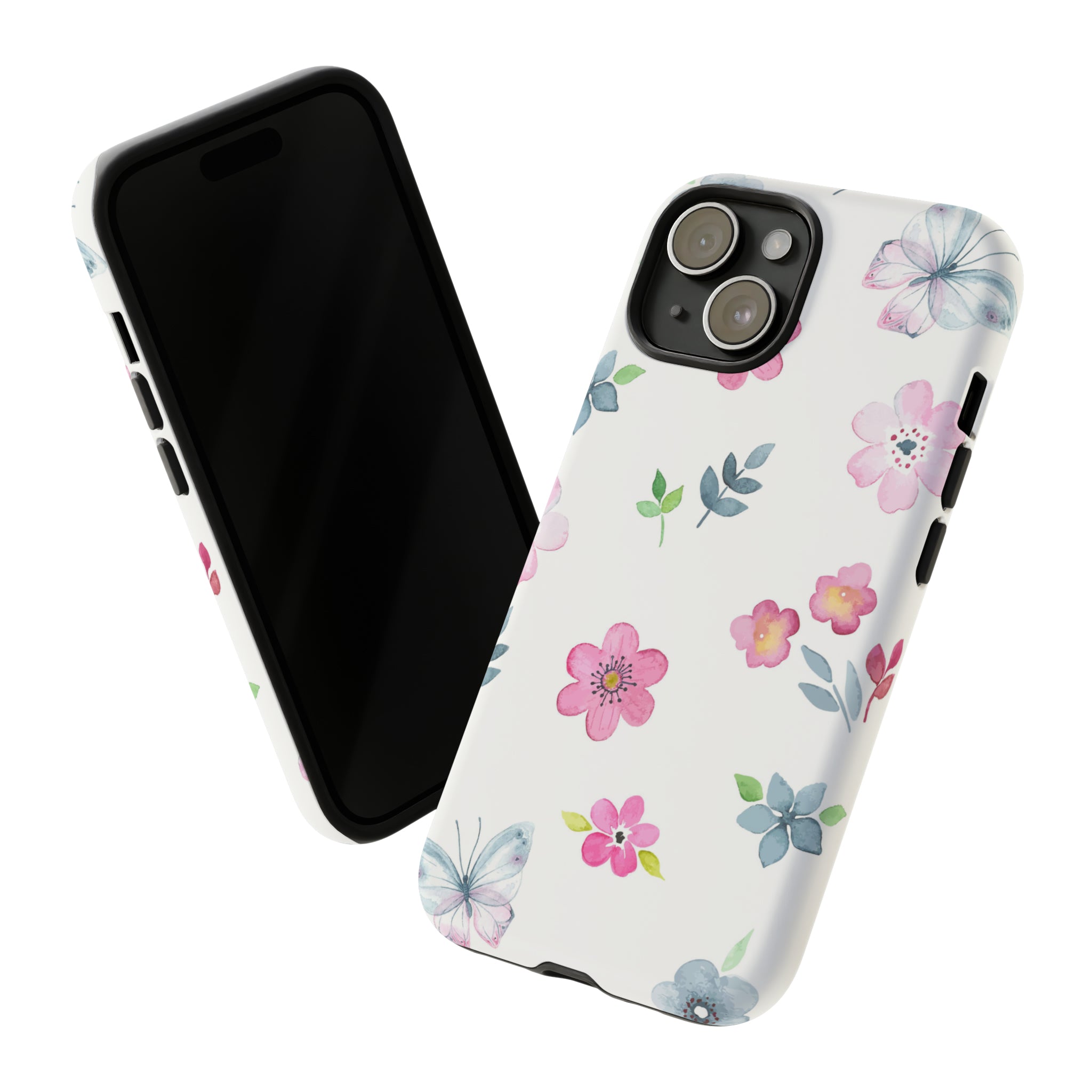 Vintage flowers and butterflies iPhone case - Protective Phone Case