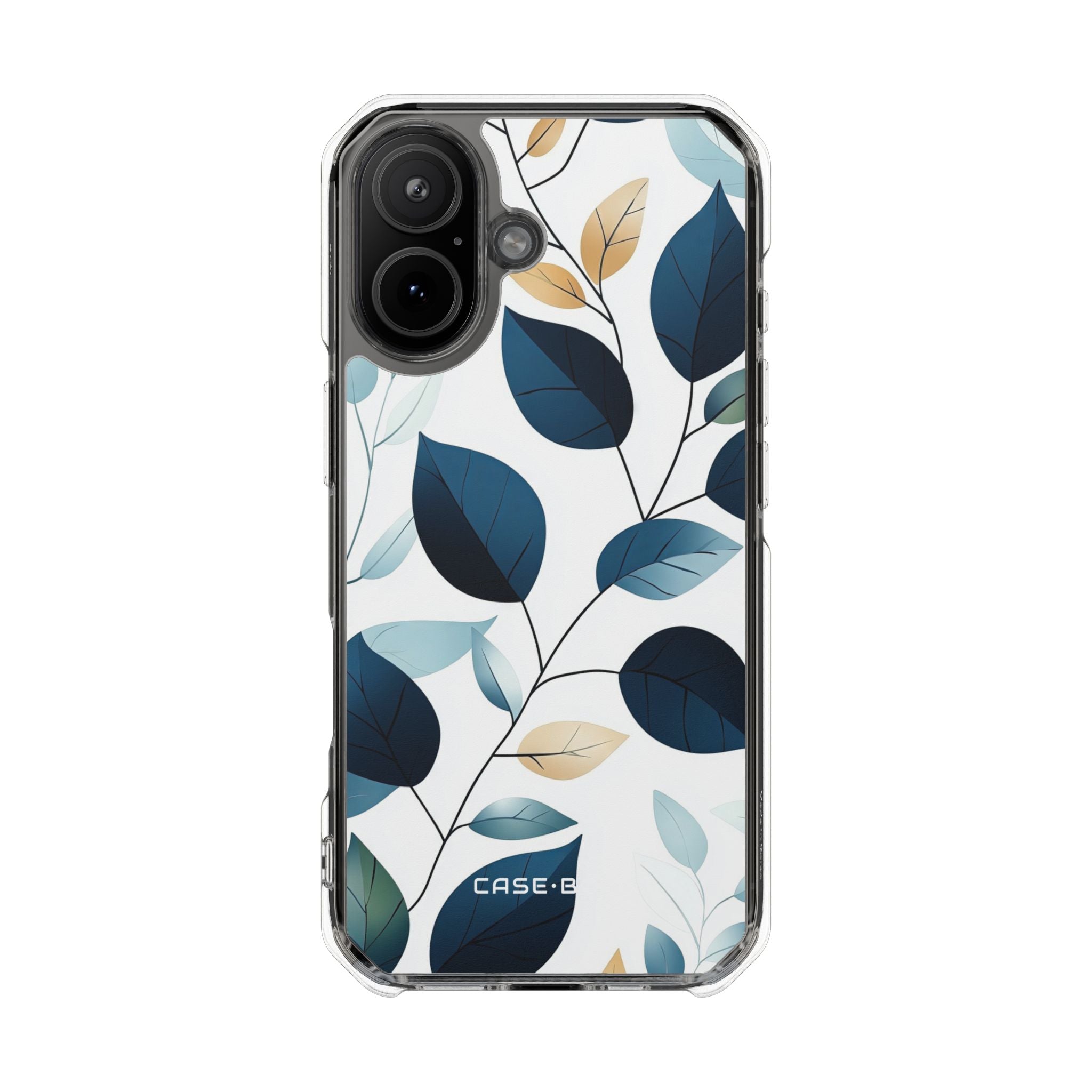 Navy Veined Leaves iPhone 17 Case - Impact