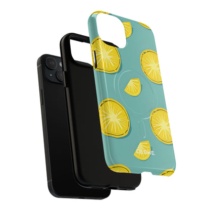 Bright Yellow Pineapple Slice on Teal iPhone 15 - Tough+