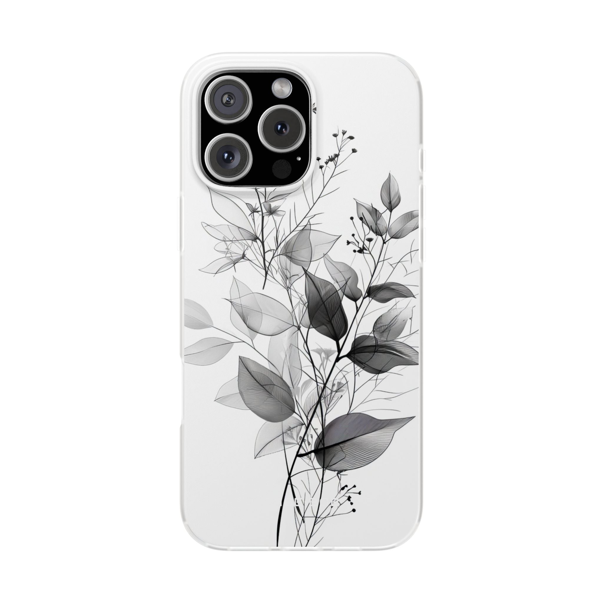 Veined Leaves Gray iPhone 16 Pro Max Case - Soft