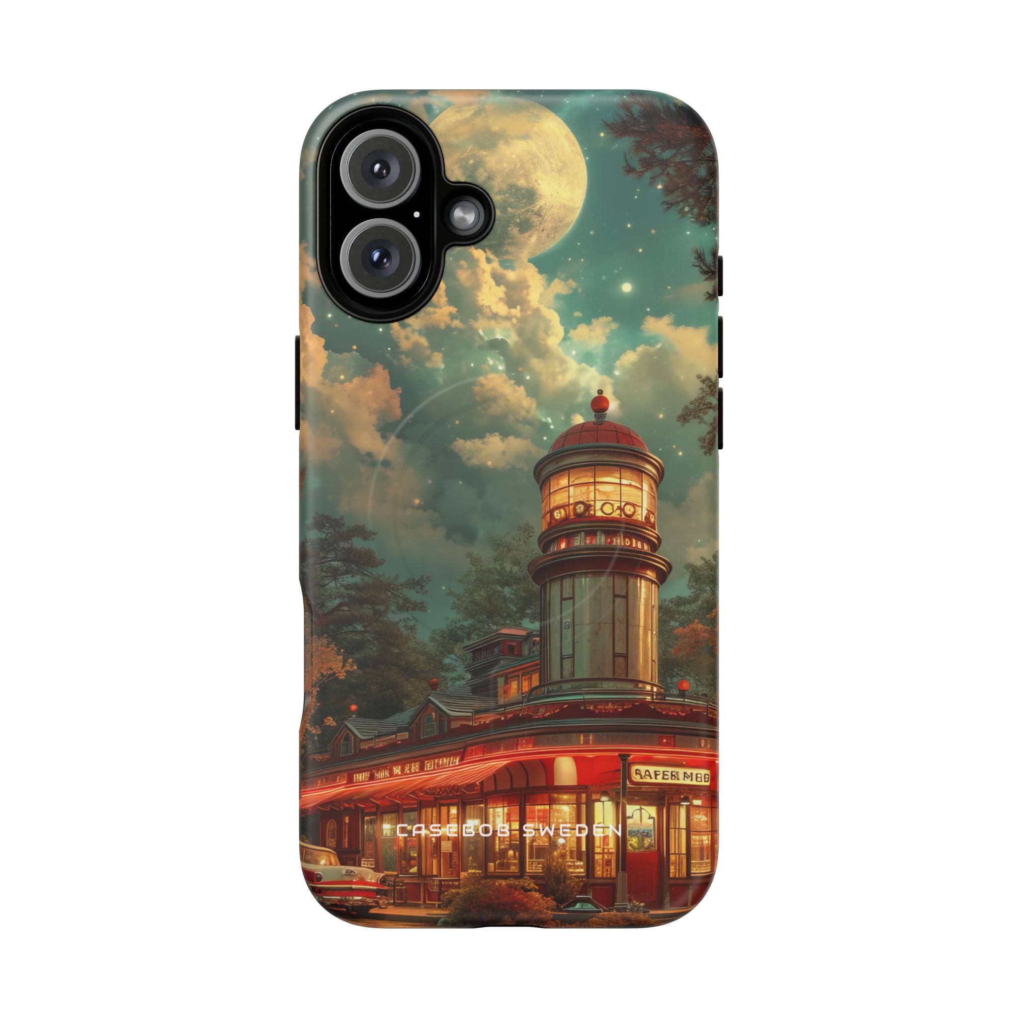 Vintage Moonlit Diner Fantasy iPhone 16 | Tough+ Phone Case