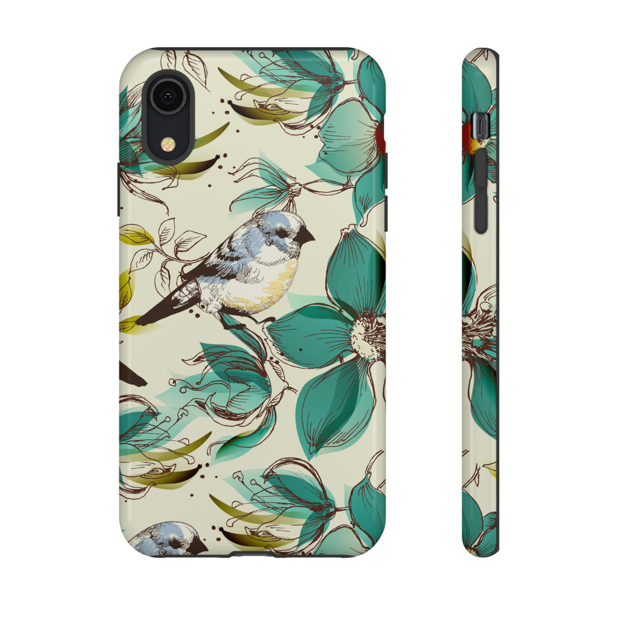 Cute Flowers and Birds iPhone case (Protective) - Protective Phone Case