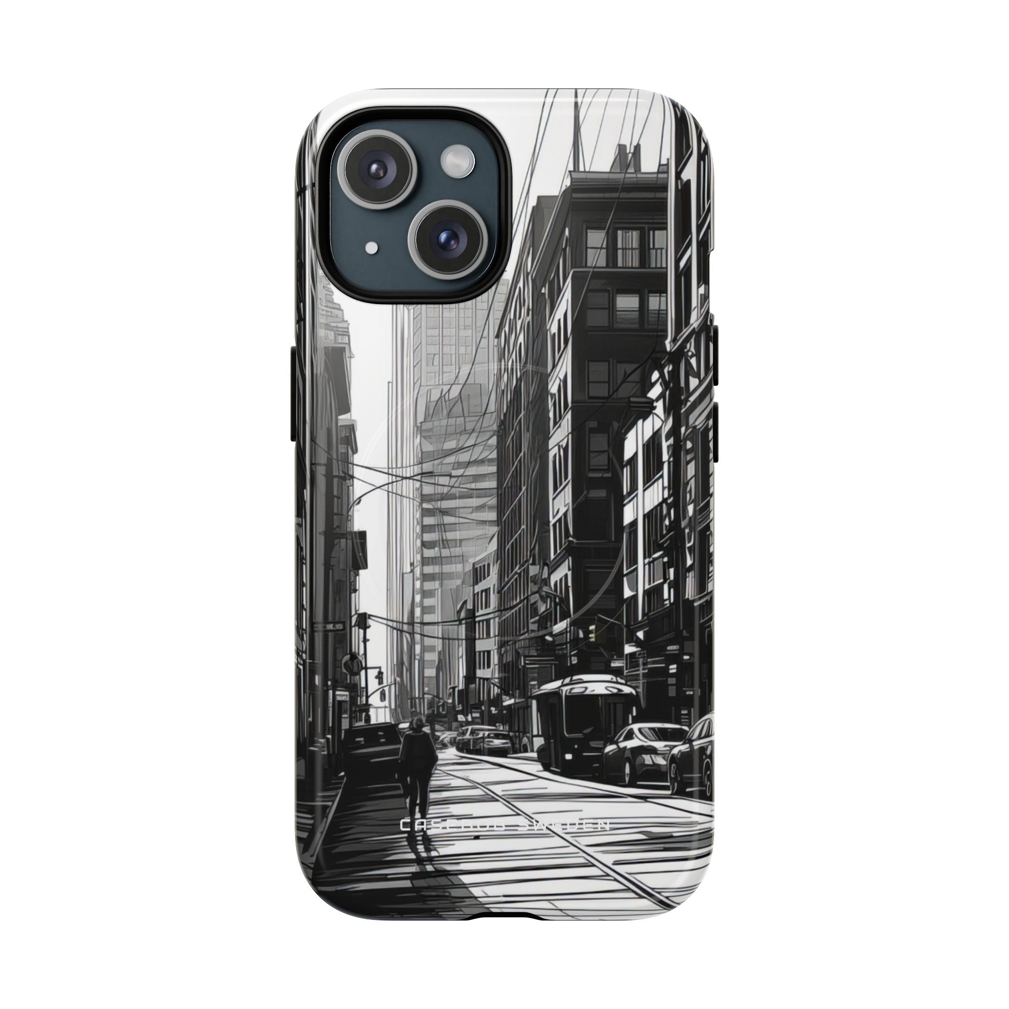 Urban Cityscape Line Perspective iPhone 15  Tough+ Phone Case