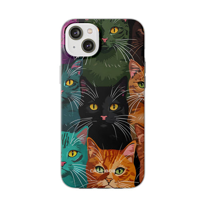 Teal Cat Grid iPhone 14 Plus Case - Soft