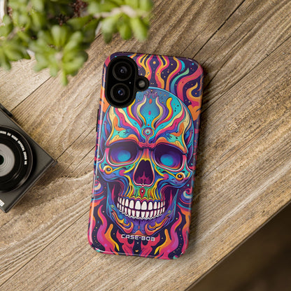 Neon Skull Flame iPhone 16 Plus Case - Tough