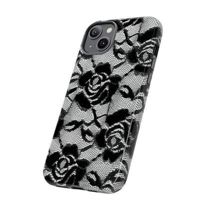 Black Rose Lace Gothic Flower - Protective Phone Case