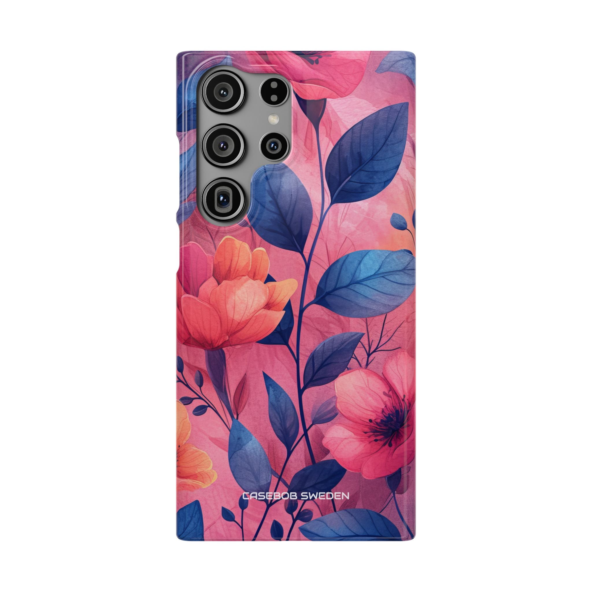 Pink Blue Floral - Slim Samsung S23 Phone Case