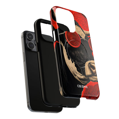 Surreal Black White Cow Red Spiral Sunglasses iPhone 15 - Tough+