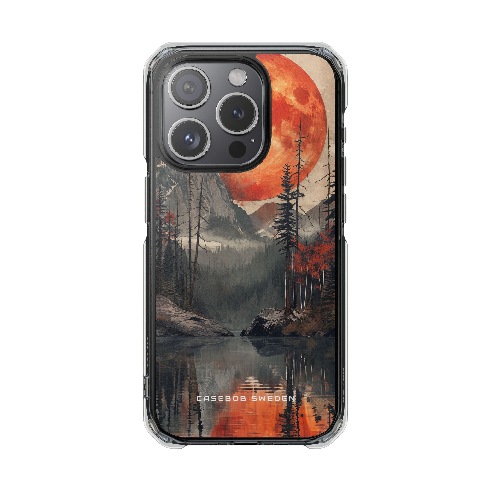 Celestial Glow Over Reflective Landscape iPhone 15 - Clear Impact Phone Case