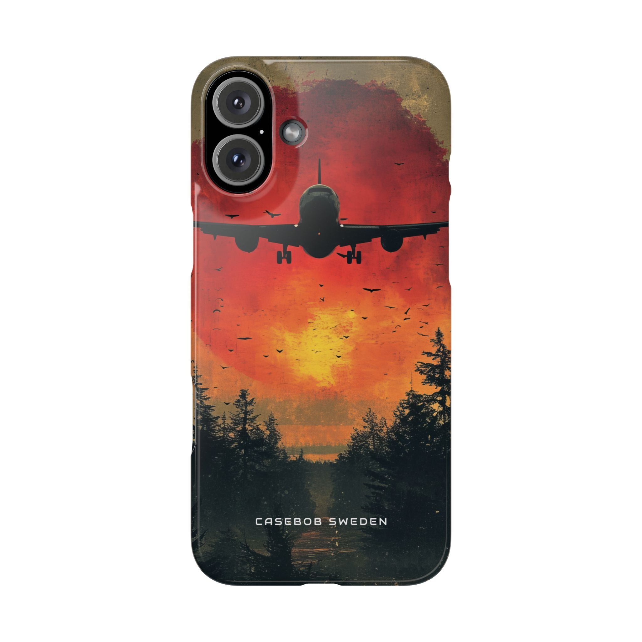 Vintage Sunset Airplane Silhouette iPhone 16 - Slim Phone Case