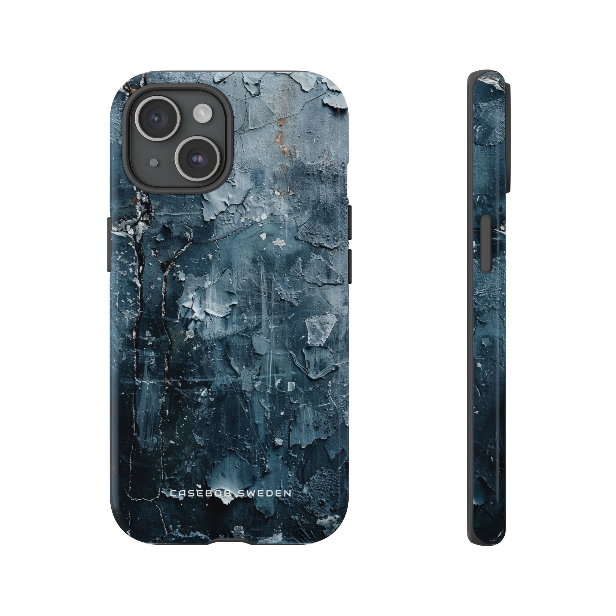 Weathered Blue Tapestry with Cracked Layers iPhone 15 - Tough Phone Case