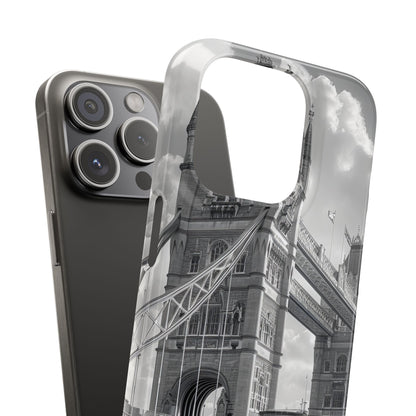 Tower Bridge Monochrome Architecture Study iPhone 15 - Slim Phone Case