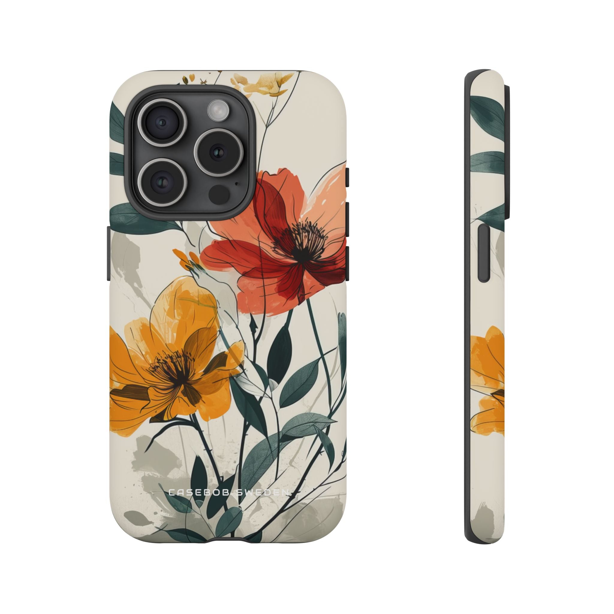 Elegant Floral Harmony iPhone 15 - Tough Phone Case