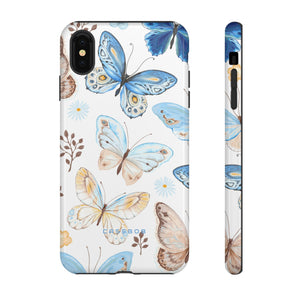 Flying Butterflies, Blue and Yellow iPhone case (Protective) - Protective Phone Case