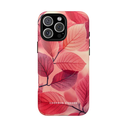 Elegant Pink Leaves iPhone 16 | Tough+ Phone Case