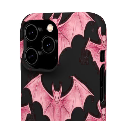 Gothic Pink Bats Aflame iPhone 14 - Slim Phone Case