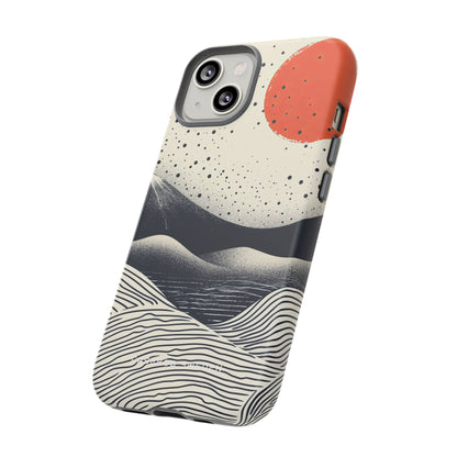 Red Sun Over Flowing Horizons iPhone 14 - Tough Phone Case