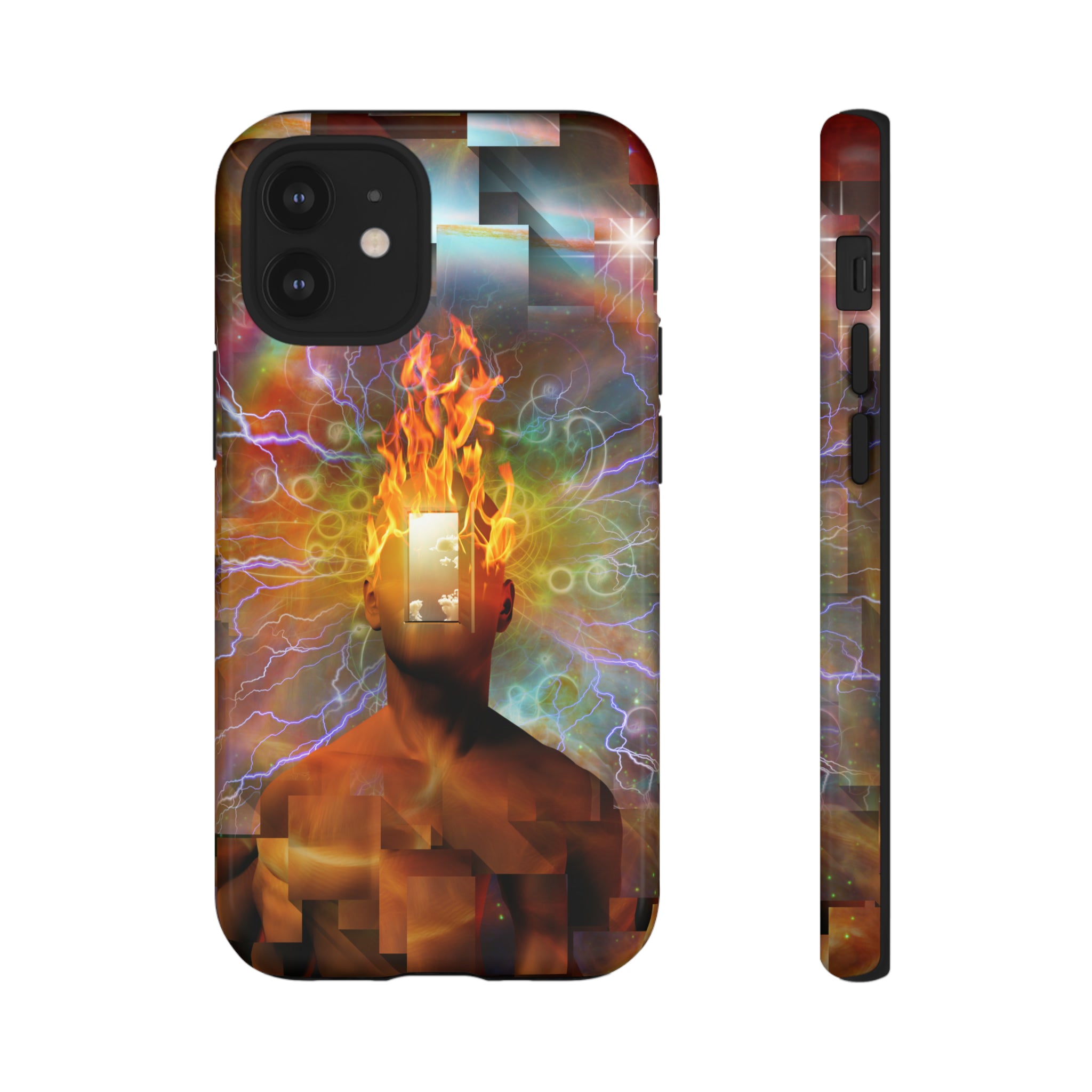 Man with burning mind - Protective Phone Case